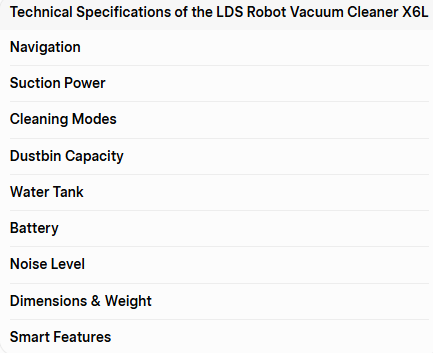 LDS Robot Vacuum Cleaner X6L LDS Robot Vacuum Cleaner X6L